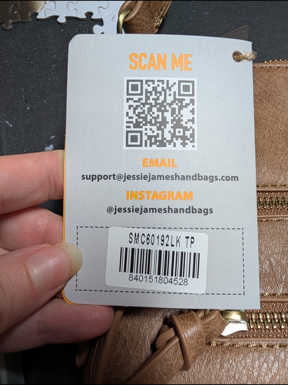 Conceal Carry Tan Crossbody Bag with Dual Front Zippers - Picture 6 of 6